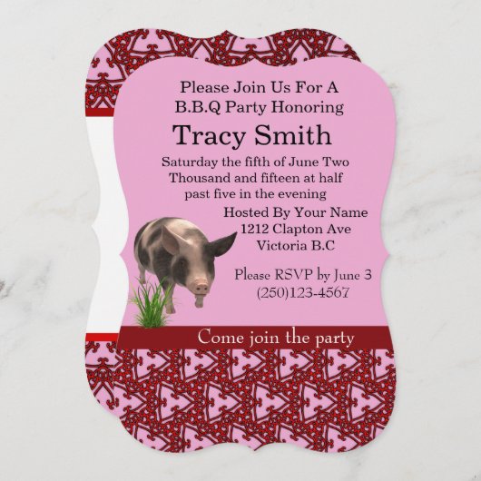 B.B.Q partijuitnodiging Kaart (Voorkant / Achterkant)