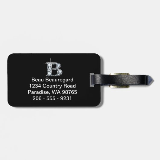 B Bagagelabel "Diamond Bling" (Achterkant horizontaal)