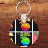 B-Ball Basketball Hoops Pop Art Sleutelhanger (Voorkant)