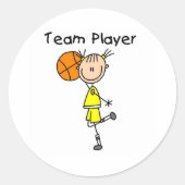 B-Ball teamspeler Ronde Sticker (Voorkant)