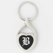 "B" Black Heart Keychain (Voorkant)