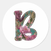 B bloem ronde sticker (Voorkant)