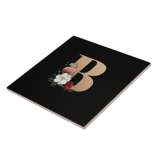 B bloemig monogram tegeltje (Zijkant)