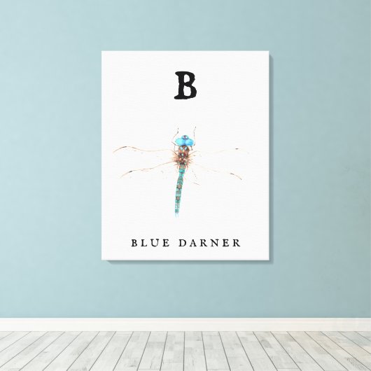 "B" Blue Darner Canvas Afdruk (Insitu (Houten vloer))
