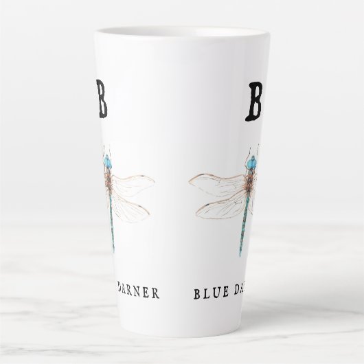 "B" Blue Darner Latte Mok (Voorkant)