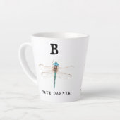 "B" Blue Darner Latte Mok (Linkerhoek)