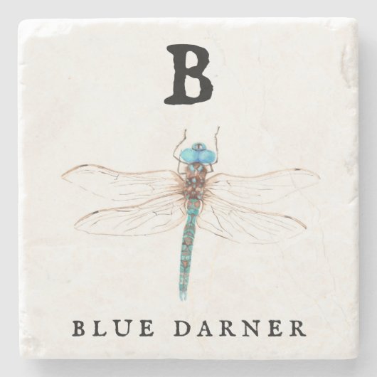 "B" Blue Darner Stenen Onderzetter (Voorkant)