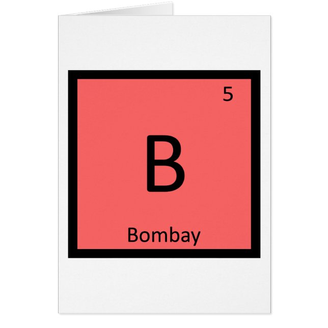 B - Bombay Kat India Chemie Elementsymbool (Voorkant)
