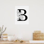 B botanisch monogram. Letter-initiaal met pinda's Poster (Keuken)