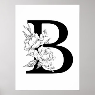 B botanisch monogram. Letter-initiaal met pinda's Poster