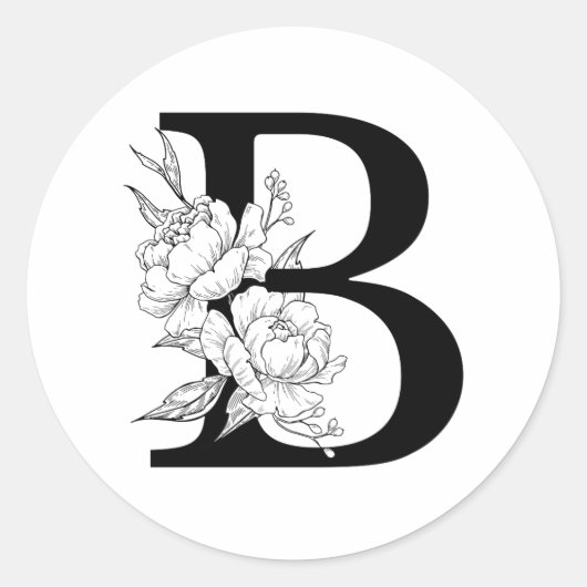 B botanisch monogram. Letter-initiaal met pinda's Ronde Sticker (Voorkant)