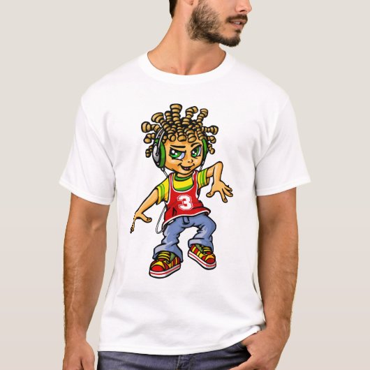 B boy and dreadlocks t-shirt (Voorkant)