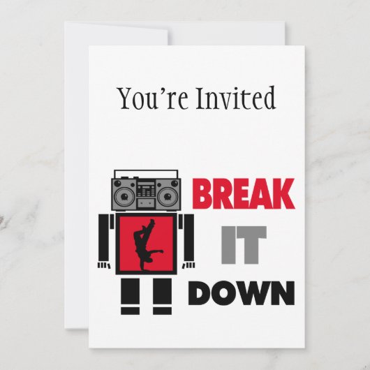 B Boy Boombox Robot breekt het neer Kaart (Voorkant)