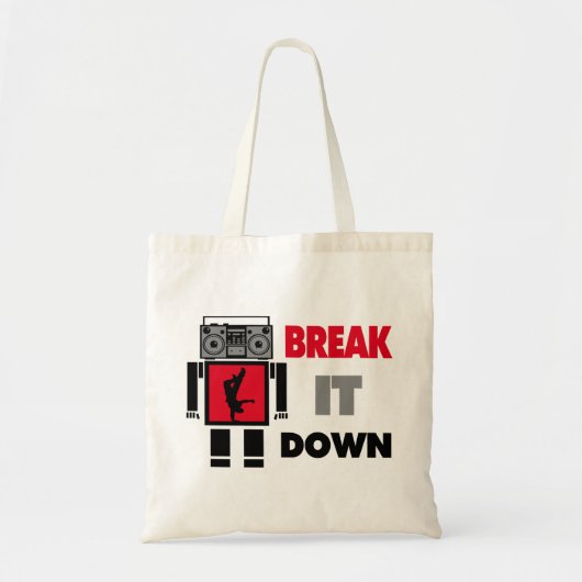 B Boy Boombox Robot breekt het neer Tote Bag (Voorkant)