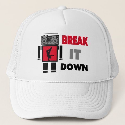 B Boy Boombox Robot breekt het neer Trucker Pet (Voorkant)