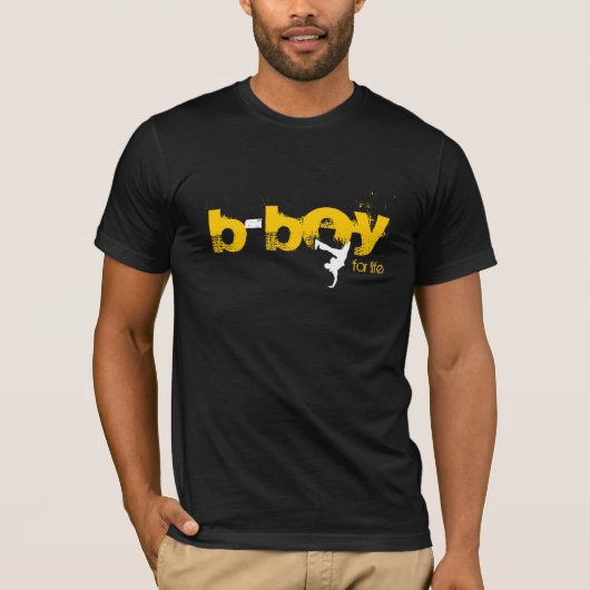 b-boy voor het leven (wit, geel) t-shirt (Voorkant)