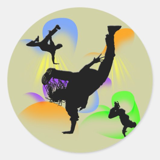 B-boying Ronde Sticker (Voorkant)