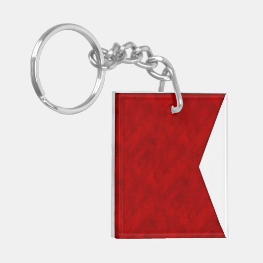 B Bravo Waterverf Nautical Signal Maritime Flag Sleutelhanger (Voorkant Links)