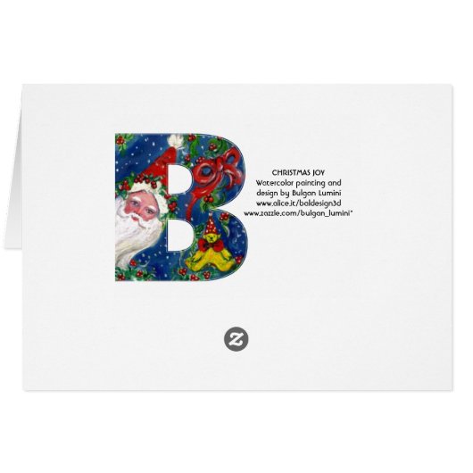 B BRIEF/SANTA CLAUS MET RODE RIBBON MONOGRAM (Achterkant Horizontaal)