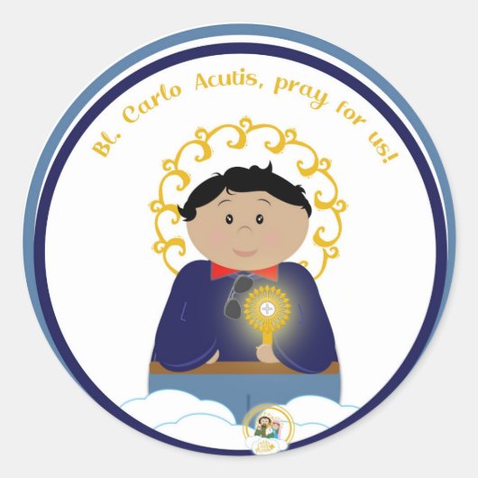 B. Carlo Acutis Ronde Sticker (Voorkant)