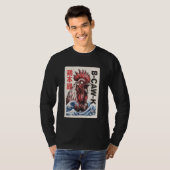 B-Caw-K Funny Giant Chicken Japanese Monster Poste T-shirt (Voorkant volledig)