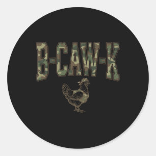 B-caw-k Grappige Kip Militair Camo Leger Soldaat T Ronde Sticker