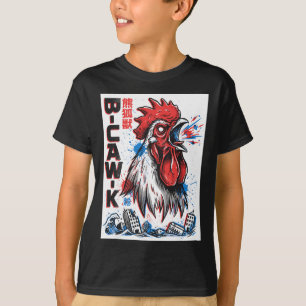 B-caw-k Grappige Reuzenkip Japanse Monster Poster T-shirt