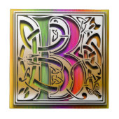 B Celtic Rainbow Custom Monogram Tile Tegeltje (Voorkant)