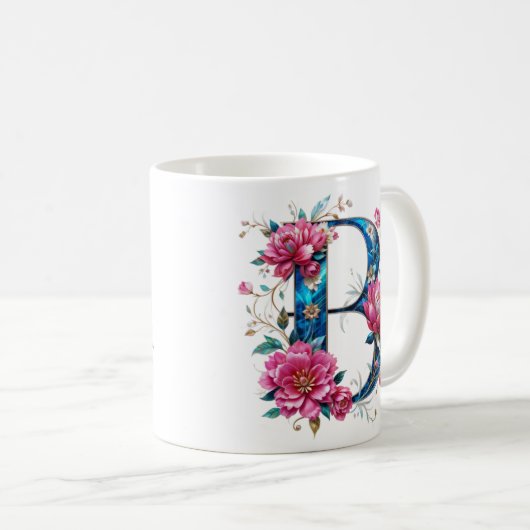 B Coffee Mok – Floral Design voor Gifting (Voorkant rechts)