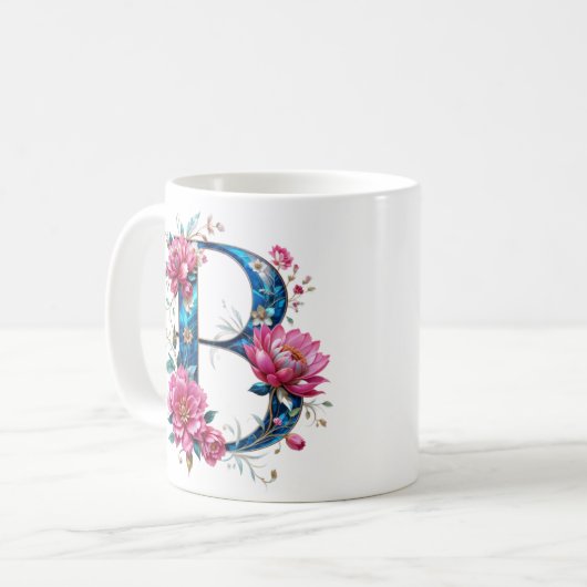 B Coffee Mok – Floral Design voor Gifting (Voorkant links)