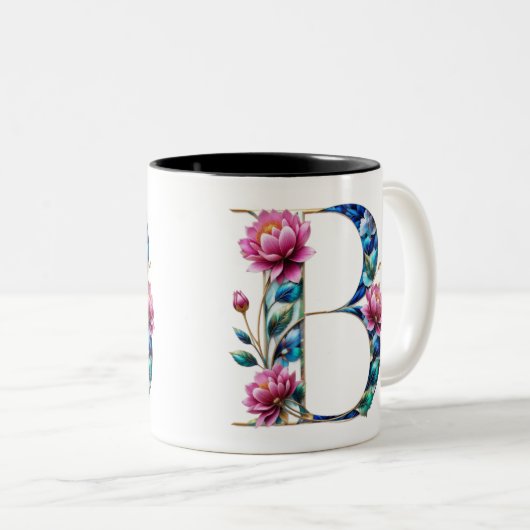 B Coffee Mok – Floral Design voor Gifting (Voorkant rechts)
