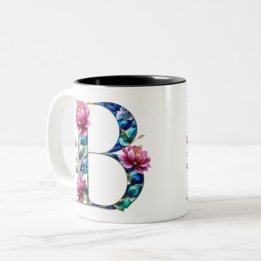 B Coffee Mok – Floral Design voor Gifting (Voorkant links)