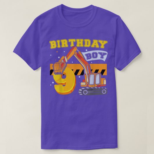 B-Day Boy 9 Years Old Digger Builder Construction T-shirt (Design voorkant)