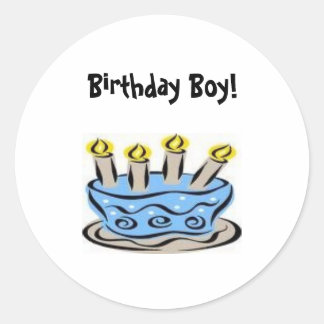 B-day cake 2, Verjaardag Jongen! Ronde Sticker