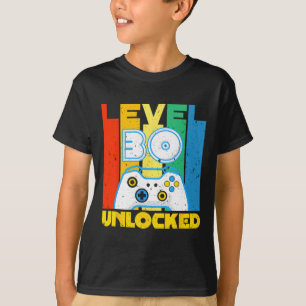 B-day Video Speler Niveau 30 Ontgrendeld Retro Gam T-shirt