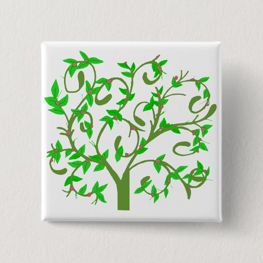 B de boomknoop vierkante button 5,1 cm (Voorkant)