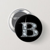 "B" Diamond Bling Button (Voorkant /achterkant)
