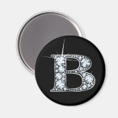 "B" Diamond Bling Magnet (Voorkant / Achterkant)