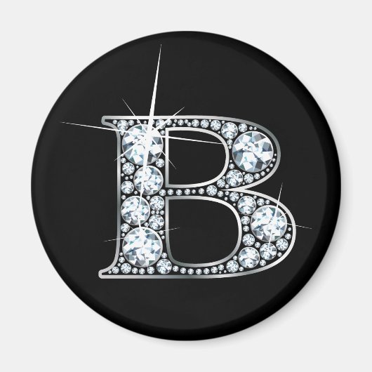 "B" Diamond Bling Magnet (Voorkant)