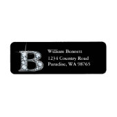 "B" Diamond Bling Monogram Return Address Label (Voorkant)