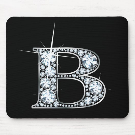 "B" Diamond Bling Mousepad Muismat (Voorkant)