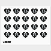 B Diamond Bling on Black Heart Sticker (Vel)