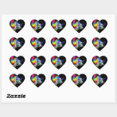 "B" Diamond Bling on Rainbow Swirl Heart Sticker (Vel)