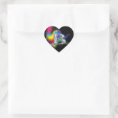 "B" Diamond Bling on Rainbow Swirl Heart Sticker (Tas)