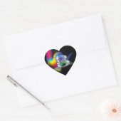 "B" Diamond Bling on Rainbow Swirl Heart Sticker (Envelop)