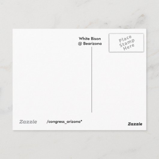 B E A R I Z O N A White Bison Briefkaart (Achterkant)