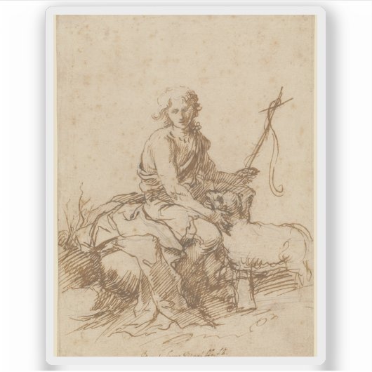 B.E. Murillo - De jeugdige heilige Johannes de Dop Sticker (Voorkant)