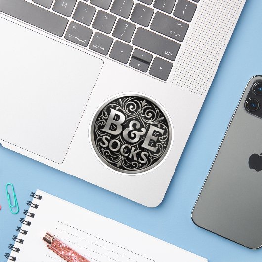 B&E Socks Bold & Elaborate Design 0049553 Sticker (Laptop met iPhone)