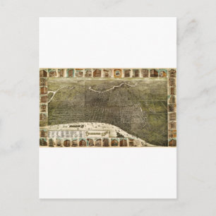 B en M Birdseye Map of Philadelphia (1885) Briefkaart