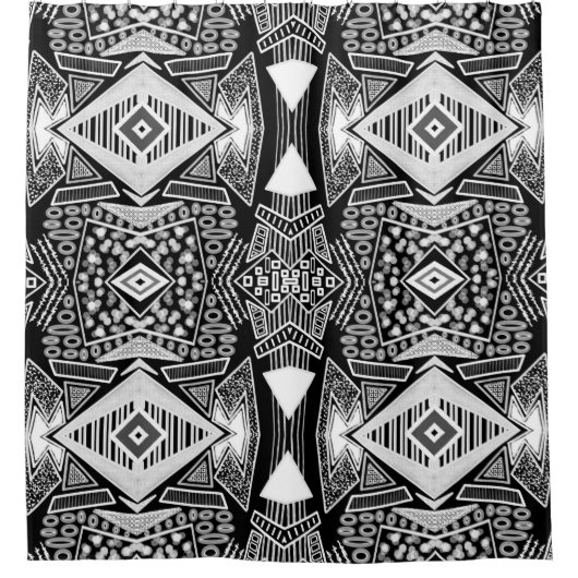 B- en W-Mode geïnspireerd patroon Douchegordijn (Voorkant)